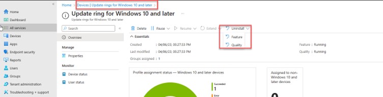 Uninstall Windows 11 Updates Using Intune - Picture 01