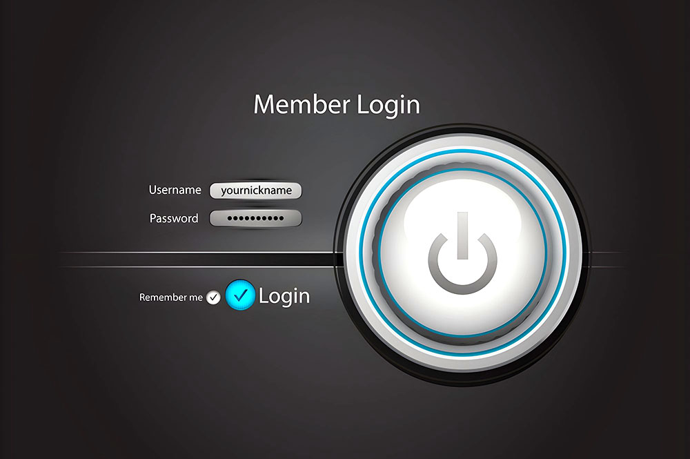 Vector login page with power button